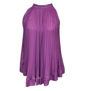 Trapeze Pleated Sleeveless Blouse Purple